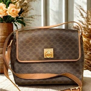 ✨👜 Vintage Celine Macadam Crossbody | Brown Coated Canvas | Refined Luxury 👜✨
